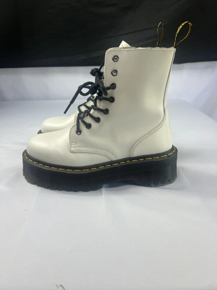 Dr. Doc Martens Jadon Womens Size 7 Platform Leather Combat Boots White Black - Image 2 of 4