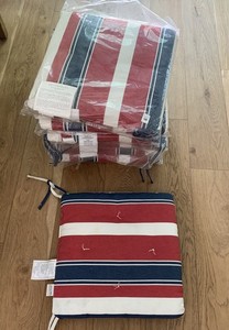 Pottery Barn Set of 7 Outdoor Red, White, Blue Dining Cushions