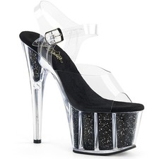 Pleaser 7" Heel Ankle Strap Sandal W/ Glitter Inserts Adult Women Ado708G