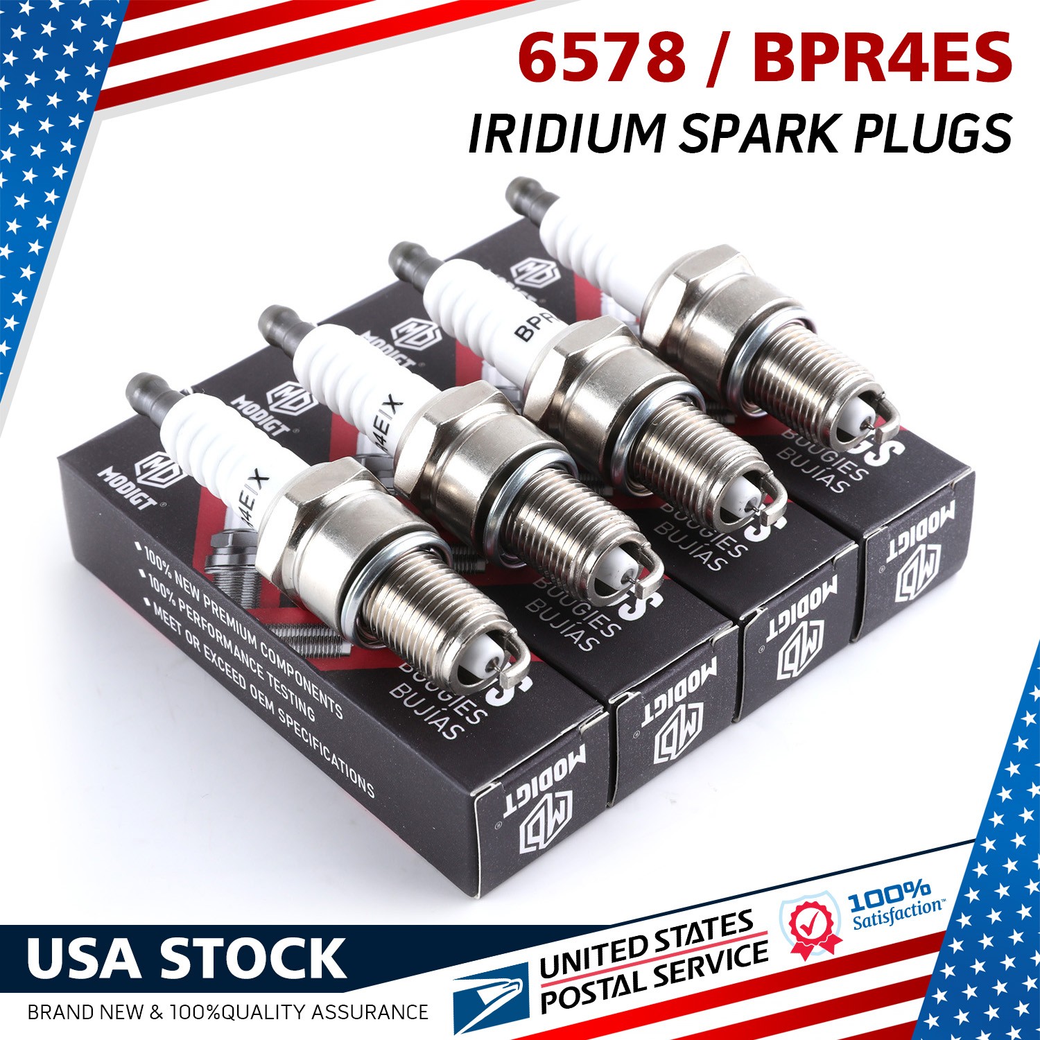 Fit NGK 6578 Spark Plug BPR4ES - 4 x - For Kawasaki 6578 Toro: 92070-7004 NEW