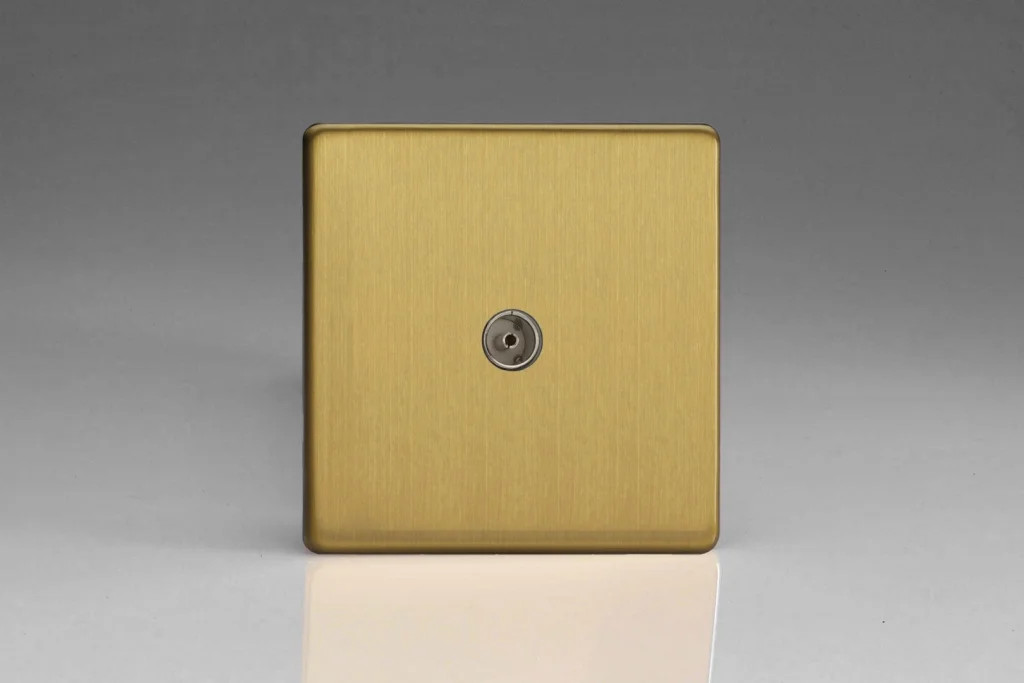 Coaxial Socket Brass TV Co-Axial Screwless Brushed Plain Insert Varilight XDB8S