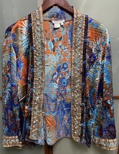 Alberto Makali Vintage Embellished Beaded Sequin Blazer Cardigan Jacket Size L