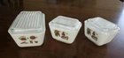 VINTAGE PYREX REFRIGERATOR BOWLS EARLY AMERICAN set of 3