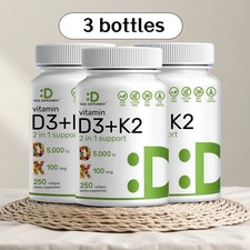 3 BOTTLES DEAL SUPPLEMENT Vitamin D3 K2 5000I...