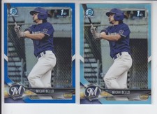 2 - 2018 Bowman Chrome MICAH BELLO Blue Refractor /150 + Sky Blue /402 Brewers