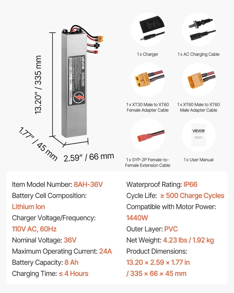 36V 8Ah Lithium Scooter Battery for M365 Imitation, 1440W, 30A BMS