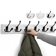 Coat Hook White Coat Rack White with 6 Hooks in Black 59 cm Kl...