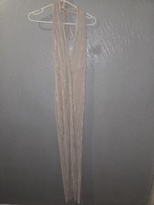 Size 6 Prettylittlething Plisse Knot Halterneck Maxi Dress, Stone