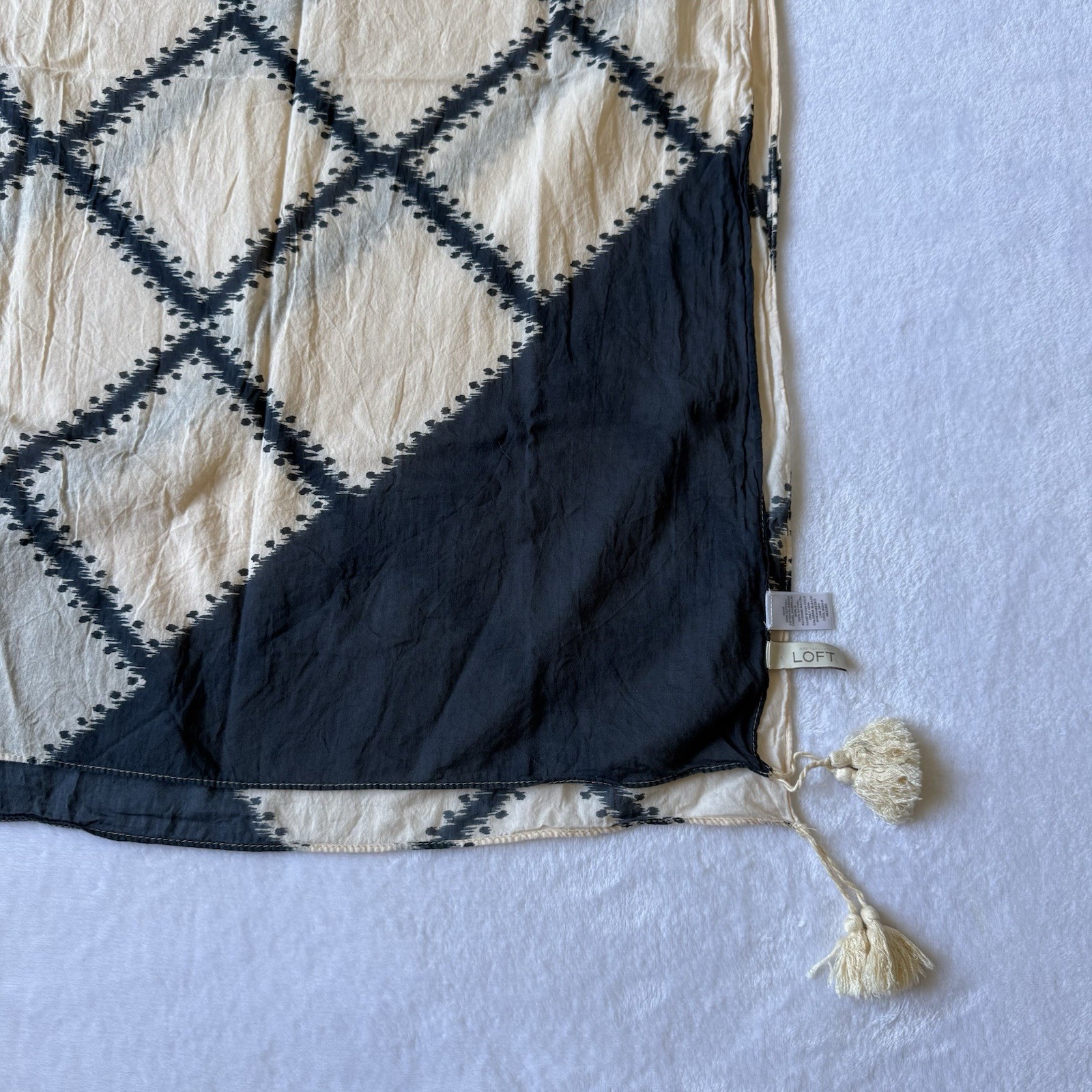 Ann Taylor Loft Rectangular Scarf Light Peach Nav… - image 6