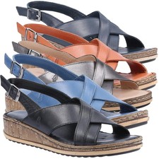 Womens Hush Puppies Elena Crossover Casual Strap Buckle Sandals Sizes 4 to 8