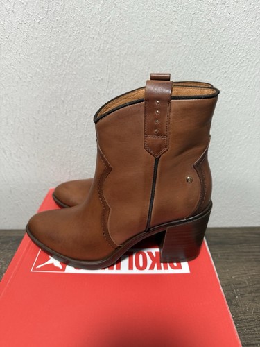 NEW Pikolinos Rioja Western Leather Boots Brown Ankle Booties Heel EU 38 US 7.5 - Picture 4 of 7
