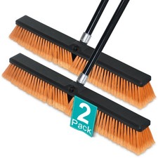 24 Inchs Push Broom Outdoor Heavy Duty, Shop Broom with 60" Long Handle for C...