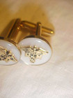 Vintage Swank MOP and GoldTone  Cuff Links Vintage Gold Tone Register Nurse — photo 2