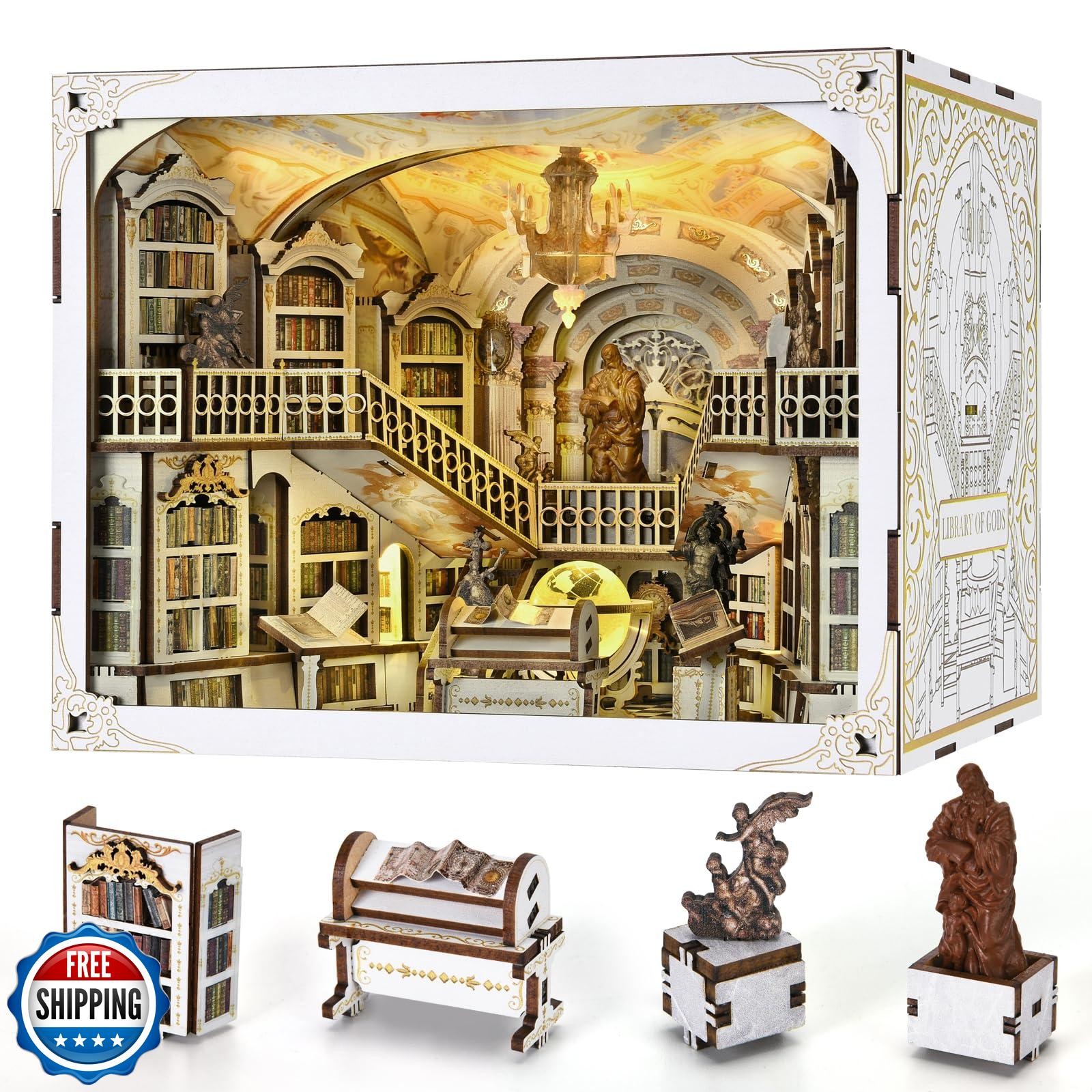 DIY Miniature Book Nook Kit - 3D Wooden Puzzle Bookend Dollhouse