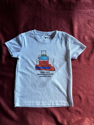 Malfini Kids Shirt 6Y White Graphic Prague Snowplow 2021 Fantasy Tee Crew Neck