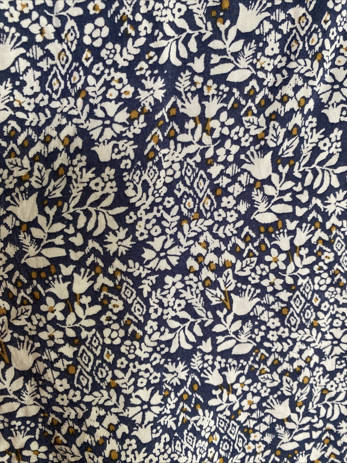 Lucky Brand Womens Small Navy Floral Boho V Neck Tunic Top Dark Cottagecore