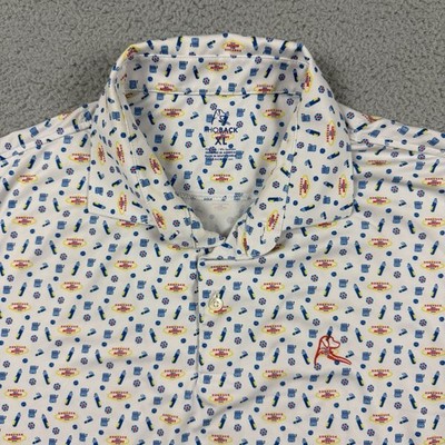 Rhoback Polo Shirt Mens XL White Las Vegas All Over Print Golf