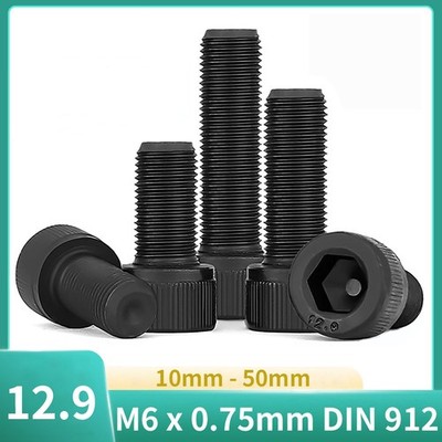 DIN 912 Zylinderschraube Feingewinde M6 x 0.75mm Innensechskant 12.9 Schwarz
