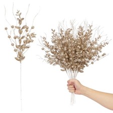 24-Pack Christmas Tree Glitter Berry Picks  Sprays Champagne Ornaments