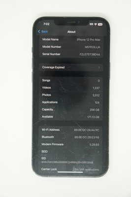 Apple iPhone 12 Pro Max 256 GB 6.7'' Screen Pacific Blue UNLOCKED For Any Carrier