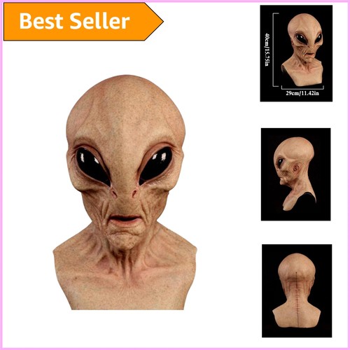 Creepy Area 51 Alien Latex Mask for Adults - Perfect for Cosplay and Halloween