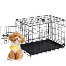 Dog Crate - 30 Inch Single Door Portable Puppy Dog Cage, Metal Wire Pet Kenne...
