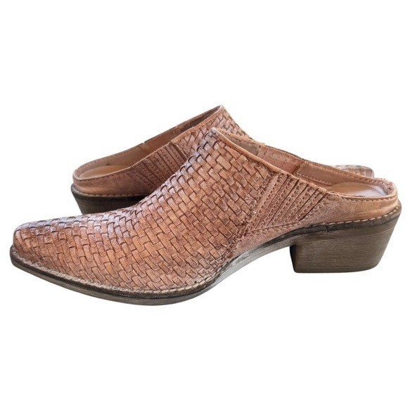 ROAN by Bed Stu Vita Pecan Woven Heeled Mule, Size 7
