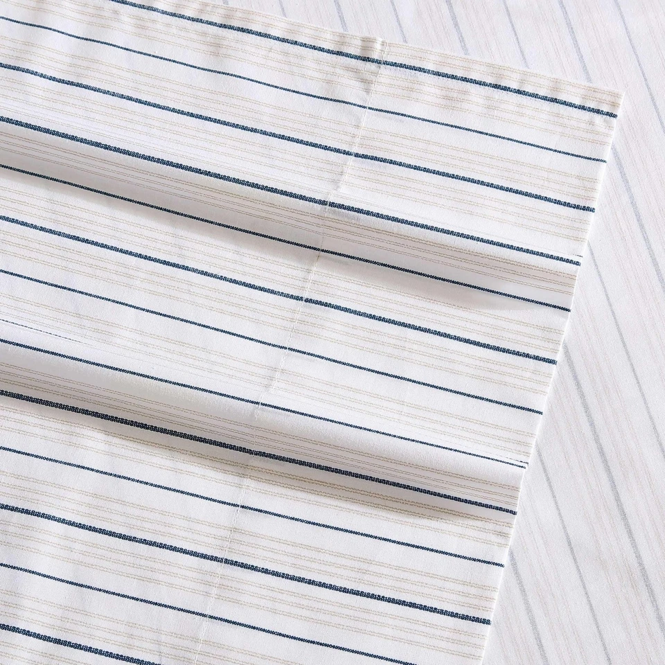 Juego de ropa de cama Nautica Beaux Stripe azul queen 100 algodón percal ropa de cama Foto 2 de 4