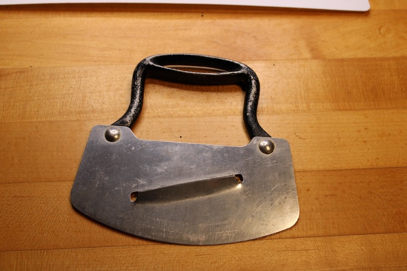 Vintage Black Handle Food Chopper Dough Cutter Curved Single Blade Farmhouse
