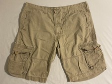 Levi Strauss Signature Men's Cargo Shorts Beige Cotton Flat Front