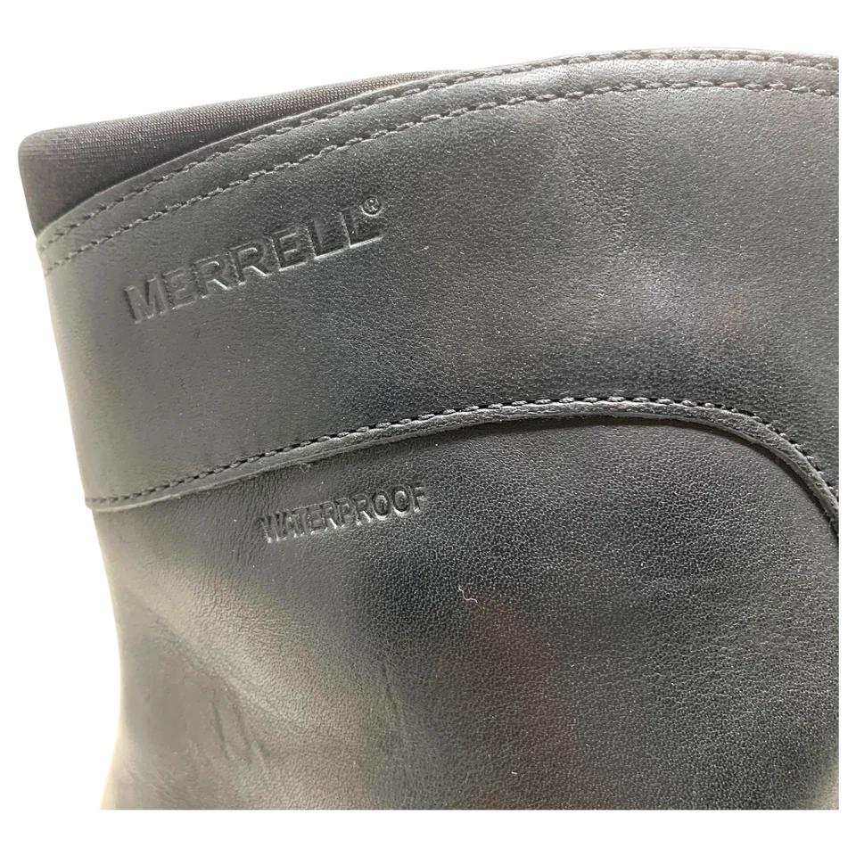 Merrell Angelic Waterproof Mid Boots Black Leather Zip Women's Sz 8.5 J68692 - Image 4 of 4