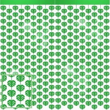 2 Pack 3.3ft x 6.6ft Jungle Leaf Metallic Foil Fringe Curtain, Monstera Leaf ...