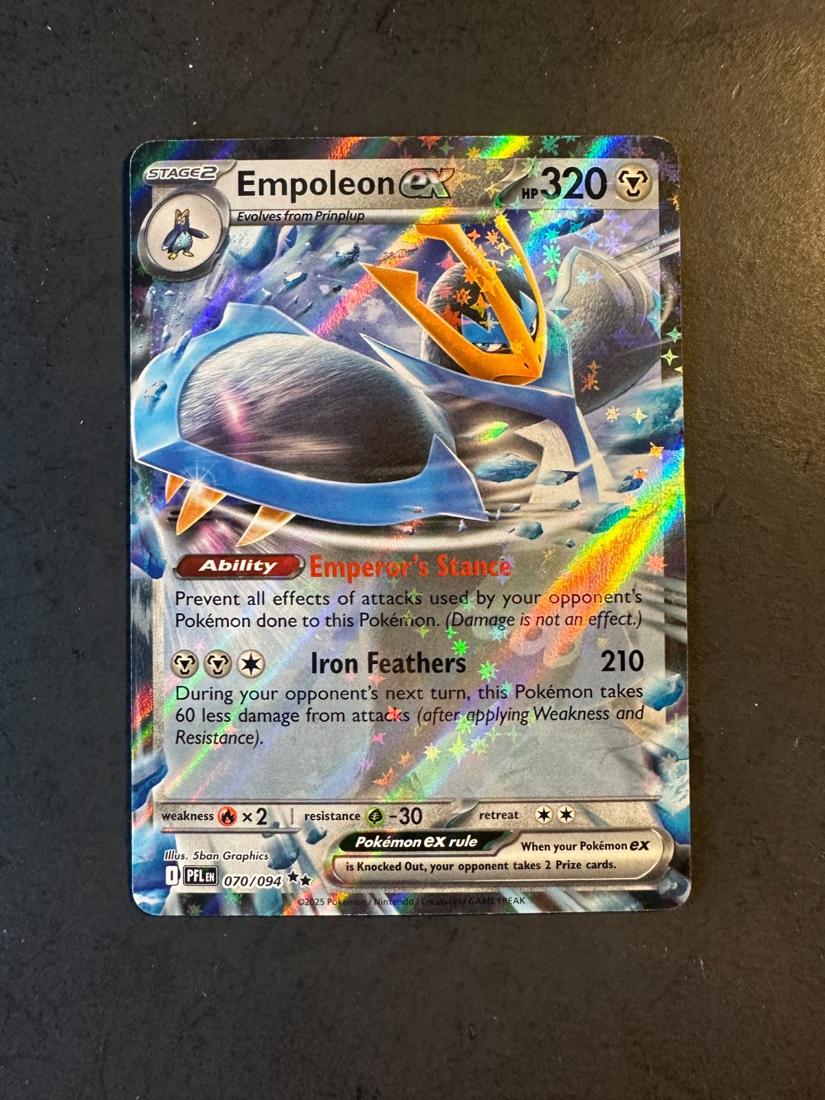 2025 Pokémon MEG Phantasmal Flames Empoleon ex 70 /94 Holo Rare Holographic Art