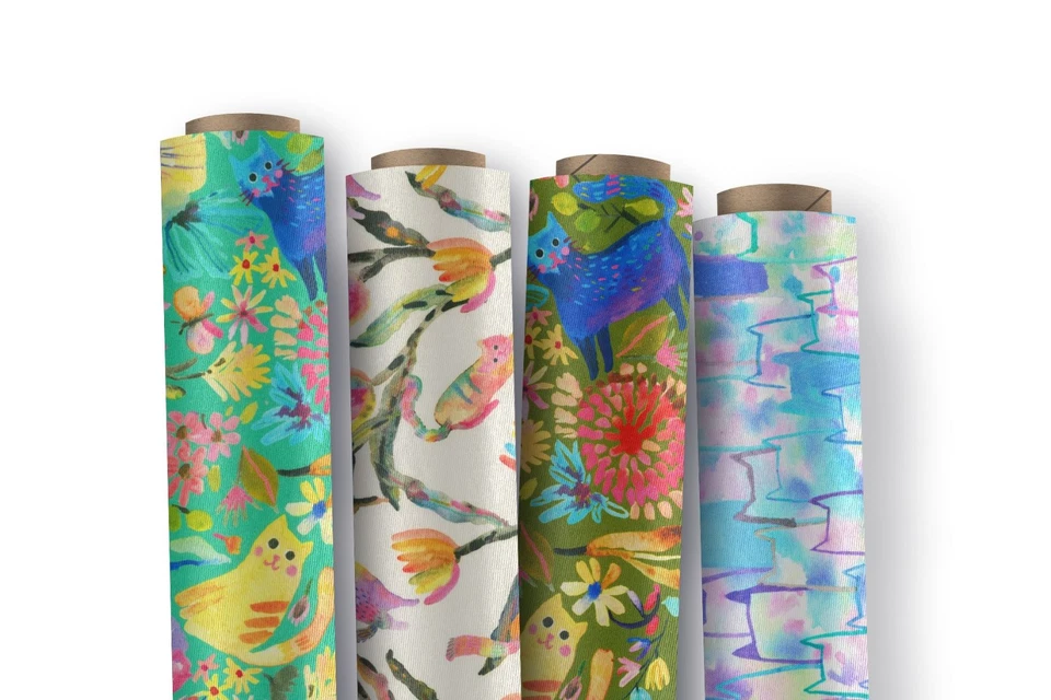 Tecido de algodão Whisker Wonderland flores creme gatos 23287-87 por meia jarda - Imagem 3 de 4