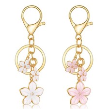 2pcs Cute Flower Keychains for Women Girls Floral Flower Purse Bag Charm for ...