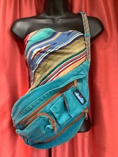 KAVU Rope Bag Sling Backpack teal blue Medium solid cowgirl Canvas Crossbody
