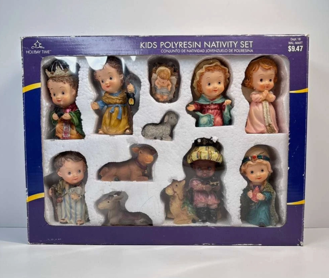 Vintage Holiday Time, Christmas Kids Polyresin Nativity Set of 11.