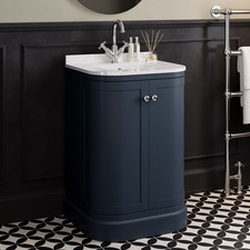 600mm Blue Curved Freestanding Vanity Unit with Basin - Bowl BUN/BOWL600VI/96086