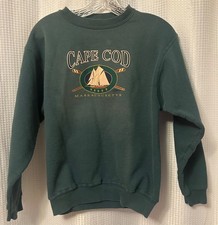 VTG 80s 90s Cape Cod MA Green Sweatshirt Size M Unisex Preppy Sailboat Paddle