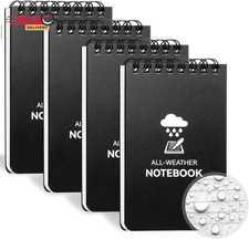 Waterproof Notebook, 4 Pack Top-Spiral Pocket Notepad, 3" X 5" Weatherproof Note
