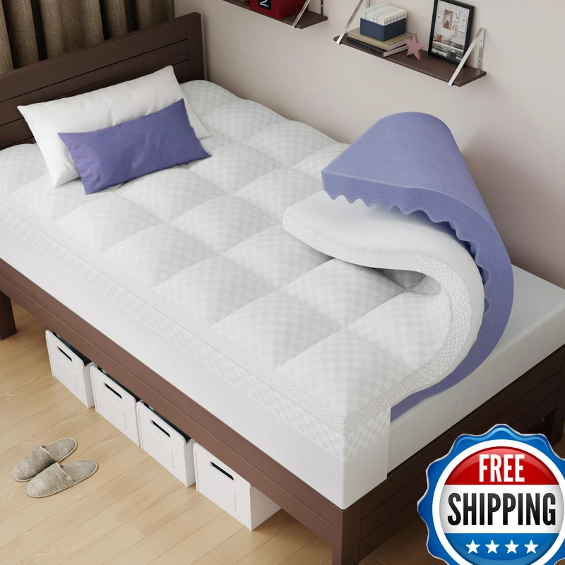 Downluxe 4 Inch Twin Xl Memory Foam Mattress Topper Pro Dual Layer 2 Inch