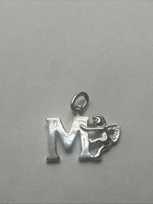 New Sterling Silver Initial 'N' Charm, 925 baby angel