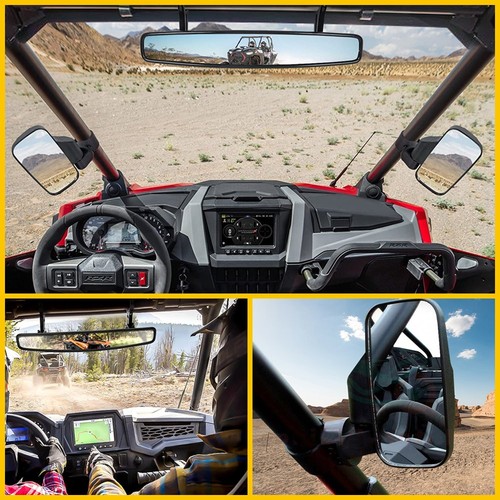 Rear UTV Mirrors Side&Center Set 1.75" Roll Bar For RZR Polaris 570/900/XP 1000 - Afbeelding 22 van 22
