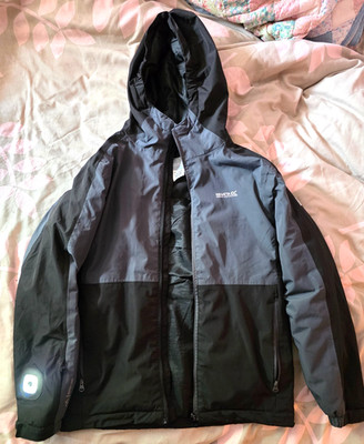Regatta Kinder Beamz III wasserdichte Jacke 11-12 Jahre schwarz grau Isotex 5000 RKP263