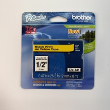 Brother P-Touch Labeler TZe Tape TZe-631 Black Print on Yellow Tape 1/2" 12mm
