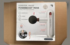 SHARPER IMAGE Powerboost Move Portable Percussion Massage Gun -4 Attachments NEW
