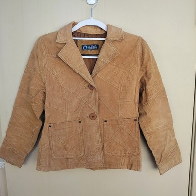Y2K Vintage Patchwork Leather Jacket Tan Size XS