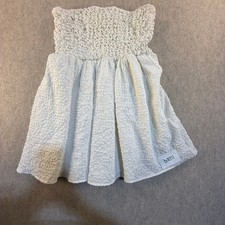 American Eagle White Popcorn Smocked Strapless Mini Dress TXT w/ 2 side pockets
