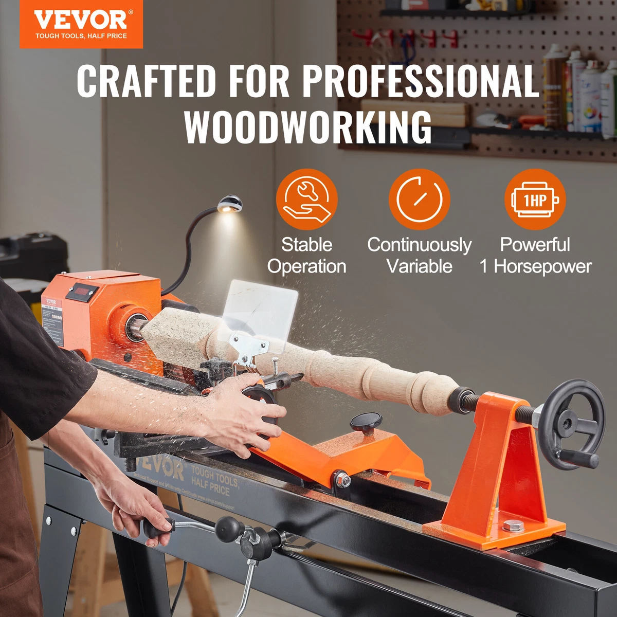 VEVOR Wood Lathe with Stand 13.78 in x 37.8 in 1 HP 750W