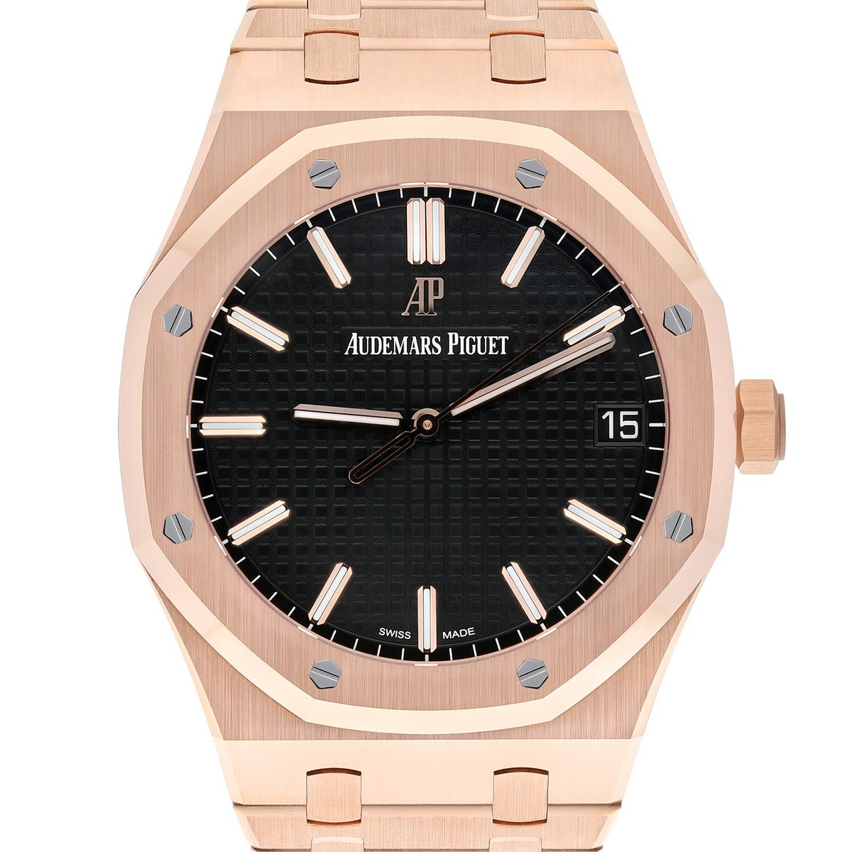 Audemars Piguet Royal Oak Watch Black Dial Rose Gold